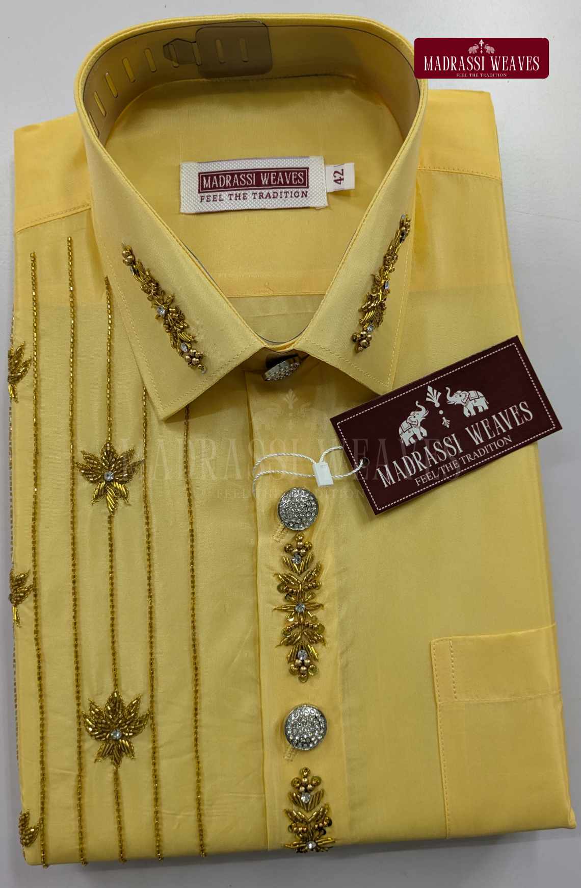 Luxury Aari Work Wedding Silk Dhoti Set (HandCrafted) -(DESPATCH TIME 15 DAYS)-Champange