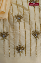 Luxury Aari Work Wedding Silk Dhoti Set (HandCrafted) -(DESPATCH TIME 15 DAYS)-Champange
