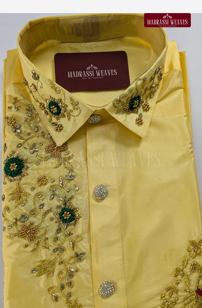 Aari Work Men's Shirt Only (Hand Crafted) - (DESPATCH TIME 15 DAYS)