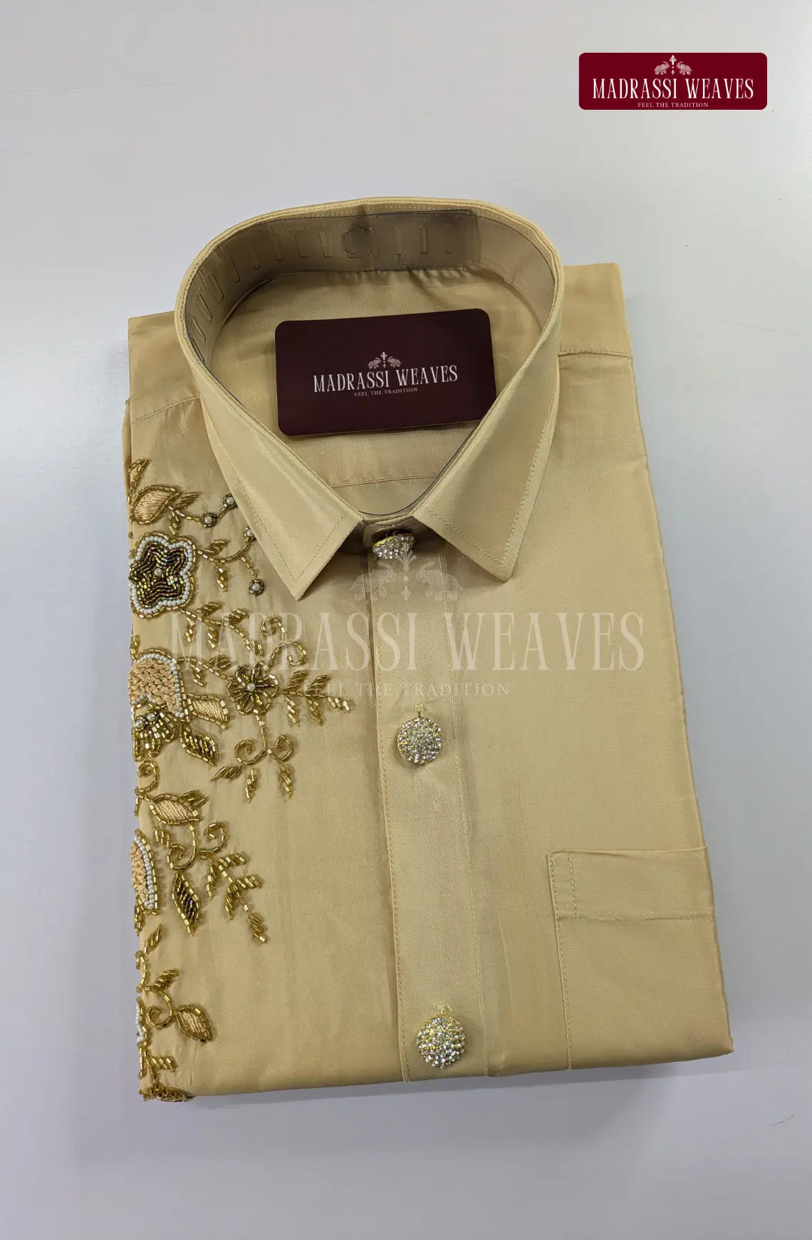 Luxury Aari Work Wedding Silk Dhoti Set 6 (HandCrafted) -(DESPATCH TIME 15 DAYS)