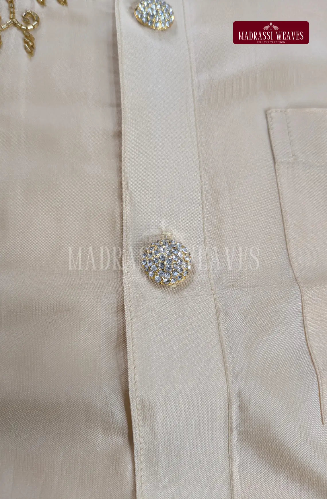 Luxury Aari Work Wedding Silk Dhoti Set 6 (HandCrafted) -(DESPATCH TIME 15 DAYS)
