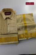 Luxury Aari Work Wedding Silk Dhoti Set 7 (HandCrafted) -(DESPATCH TIME 15 DAYS)