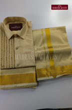 Luxury Aari Work Wedding Silk Dhoti Set 7 (HandCrafted) -(DESPATCH TIME 15 DAYS)