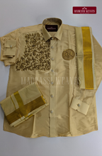 Luxury Aari Work Wedding Silk Dhoti Set 9 (HandCrafted) - (DESPATCH TIME 15 DAYS)