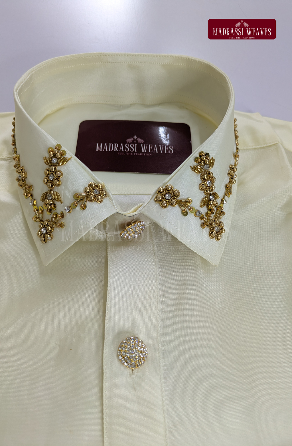 Luxury Aari Work Wedding Silk Dhoti Set (HandCrafted) -(DESPATCH TIME 15 DAYS)