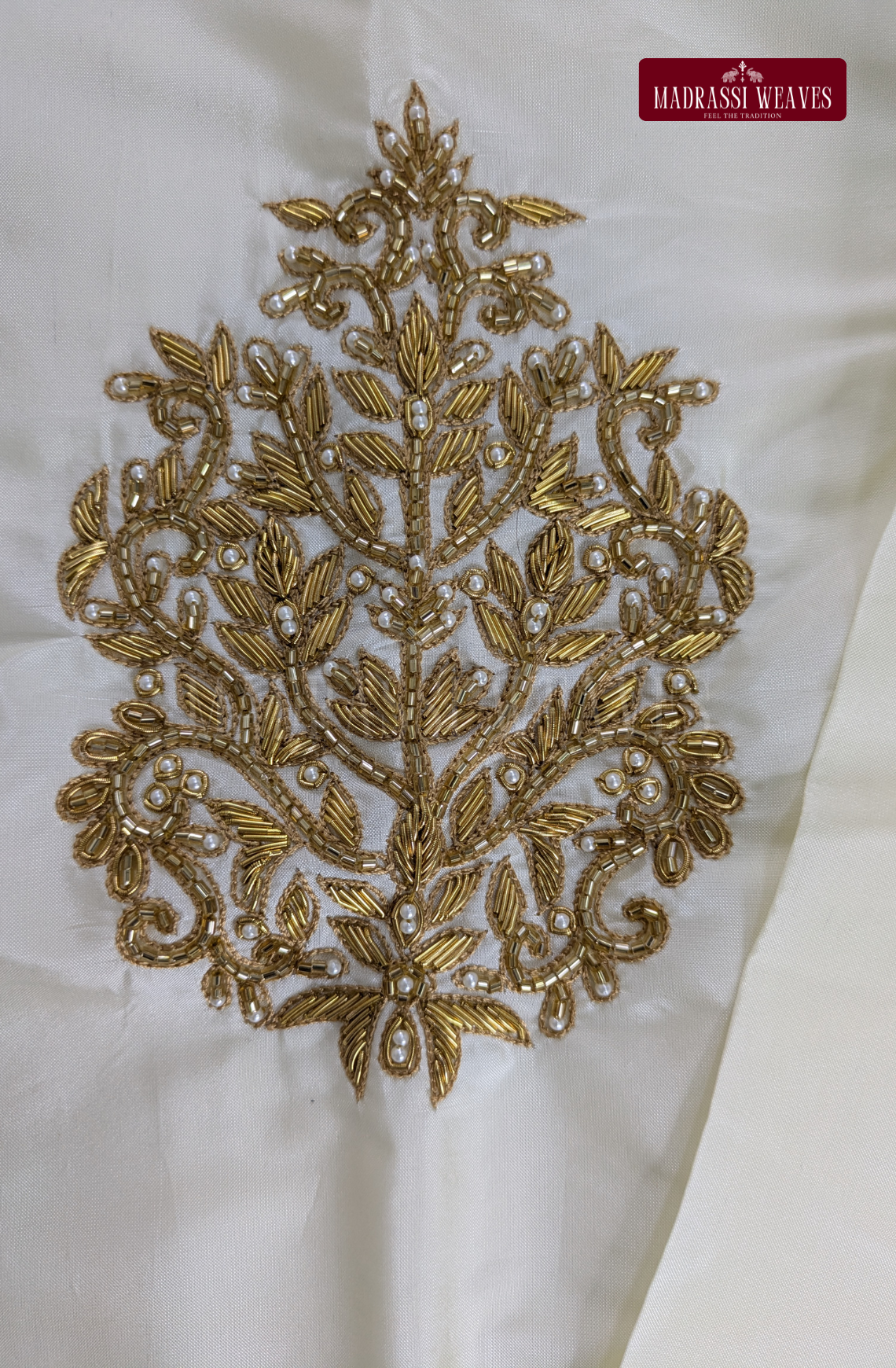 Luxury Aari Work Wedding Silk Dhoti Set (HandCrafted) -(DESPATCH TIME 15 DAYS)