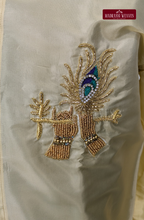 Luxury Aari Work Wedding Silk Dhoti Set (HandCrafted) -(DESPATCH TIME 15 DAYS) - Beige