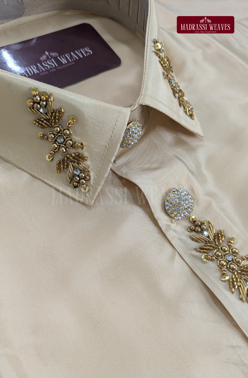 Luxury Aari Work Wedding Silk Dhoti Set (HandCrafted) -(DESPATCH TIME 15 DAYS)