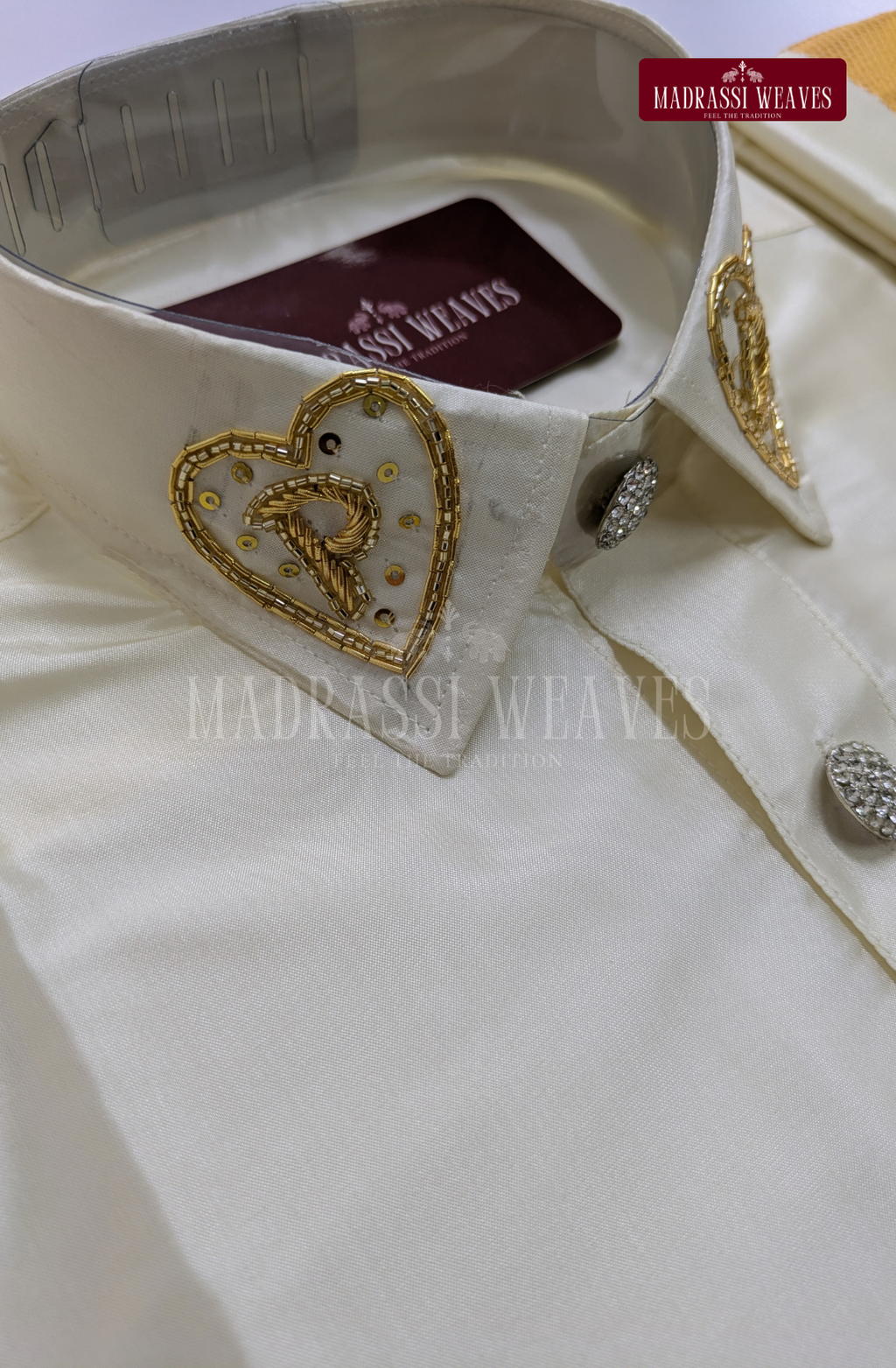 Luxury Aari Work Wedding Silk Dhoti Set (Hand Crafted) -(DESPATCH TIME 15 DAYS)