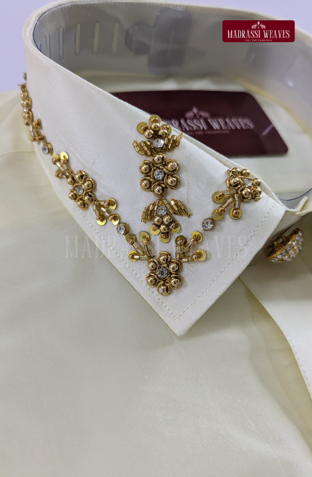 Luxury Aari Work Wedding Silk Dhoti Set (HandCrafted) -(DESPATCH TIME 15 DAYS)