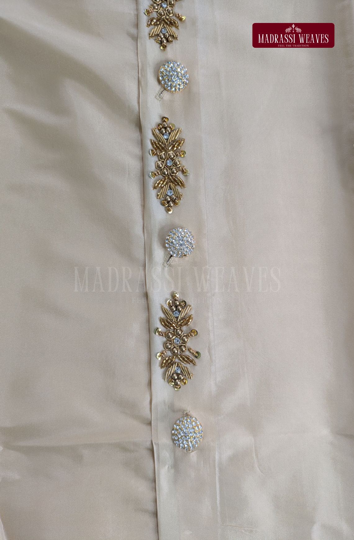 Luxury Aari Work Wedding Silk Dhoti Set (HandCrafted) -(DESPATCH TIME 15 DAYS)