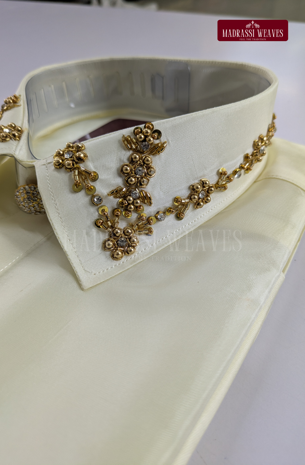 Luxury Aari Work Wedding Silk Dhoti Set (HandCrafted) -(DESPATCH TIME 15 DAYS)