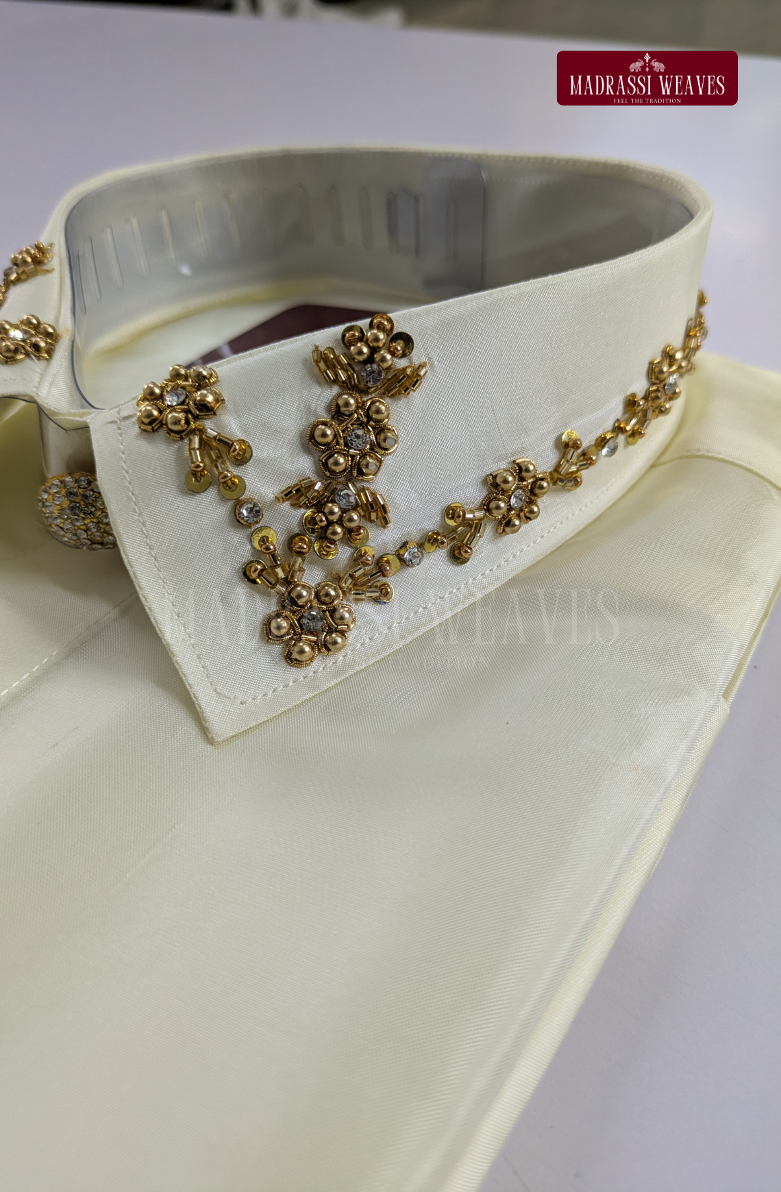 Luxury Aari Work Wedding Silk Dhoti Set (HandCrafted) -(DESPATCH TIME 15 DAYS)