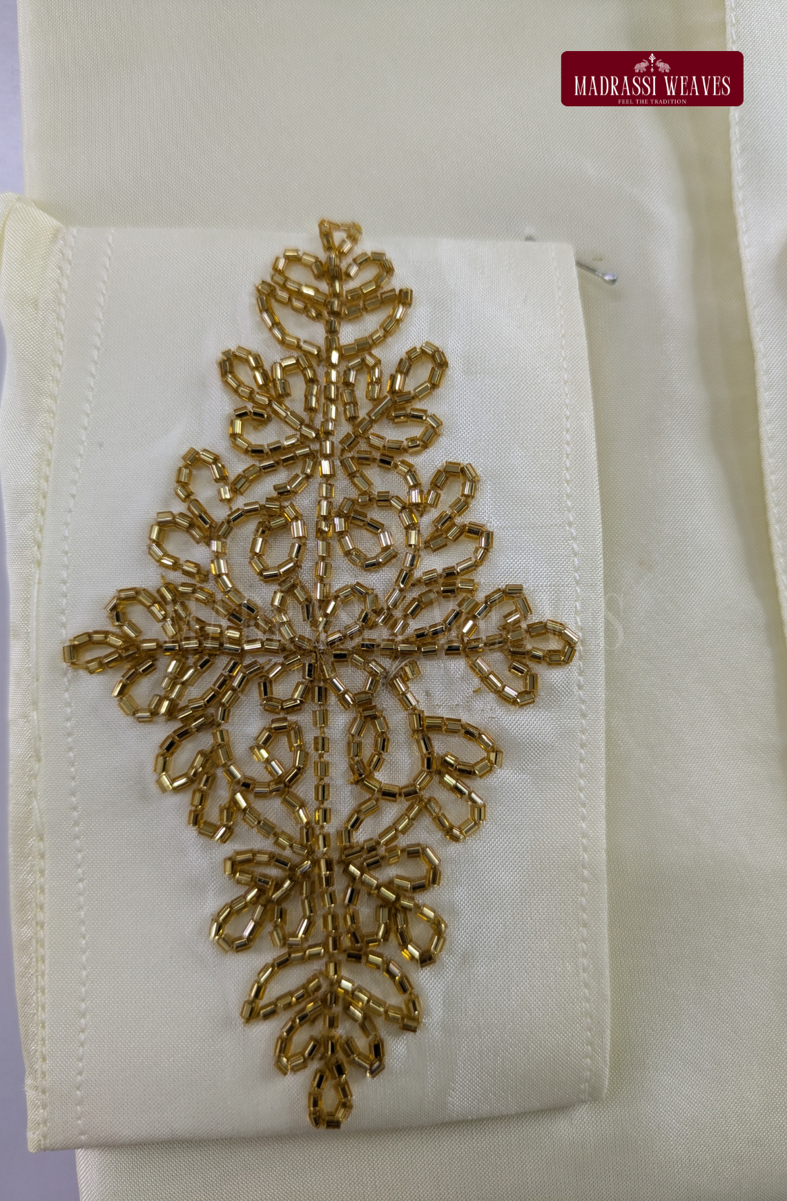 Luxury Aari Work Wedding Silk Dhoti Set (HandCrafted) -(DESPATCH TIME 15 DAYS)