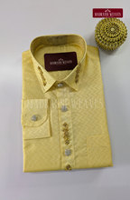 Luxury Embosed Aari Work Men's Shirt Only (HandCrafted) - (DESPATCH TIME 15 DAYS) - Champaign