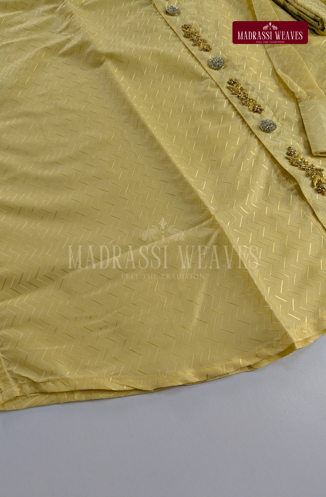 Luxury Embosed Aari Work Men's Shirt Only (HandCrafted) - (DESPATCH TIME 15 DAYS) - Champaign