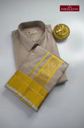 Luxury Embossed Dhoti Set Woven With Gold Zari - Grey