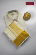 Luxury Embossed Dhoti Set Woven With Gold Zari - White