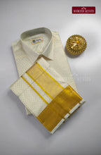 Luxury Embossed Dhoti Set Woven With Gold Zari - White
