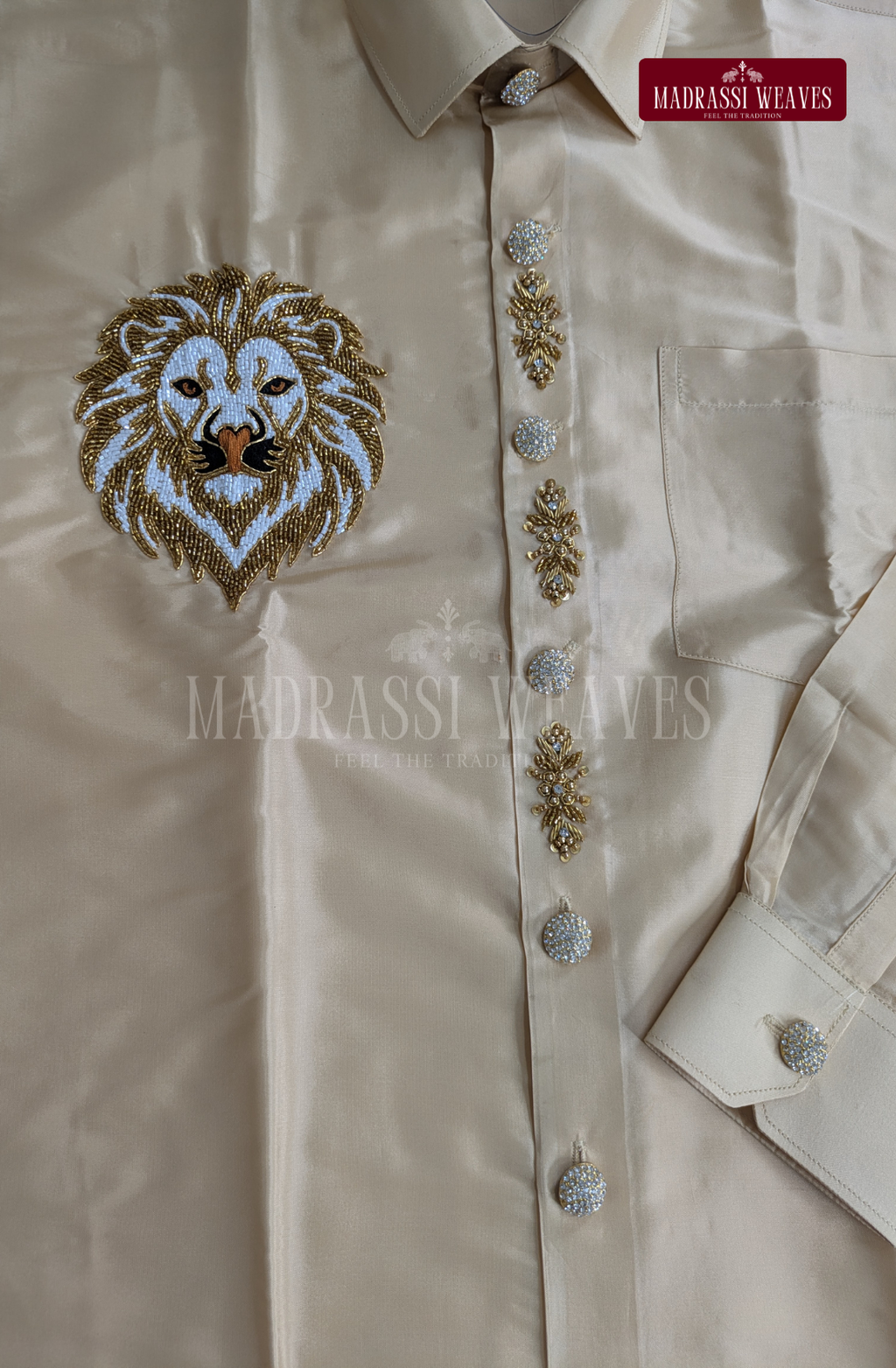 Luxury Aari Work Wedding Silk Dhoti Set 10 (HandCrafted) -(DESPATCH TIME 15 DAYS)