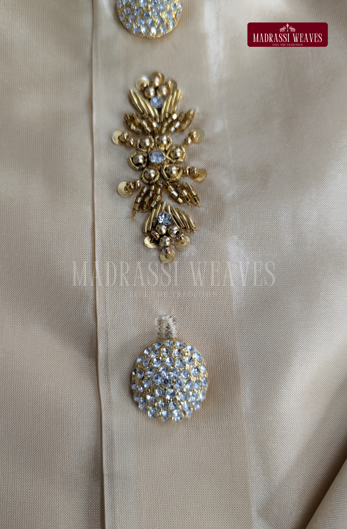 Luxury Aari Work Wedding Silk Dhoti Set 10 (HandCrafted) -(DESPATCH TIME 15 DAYS)