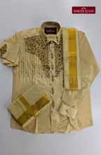 Luxury Aari Work Wedding Silk Dhoti Set 11 (HandCrafted) -(DESPATCH TIME 15 DAYS)