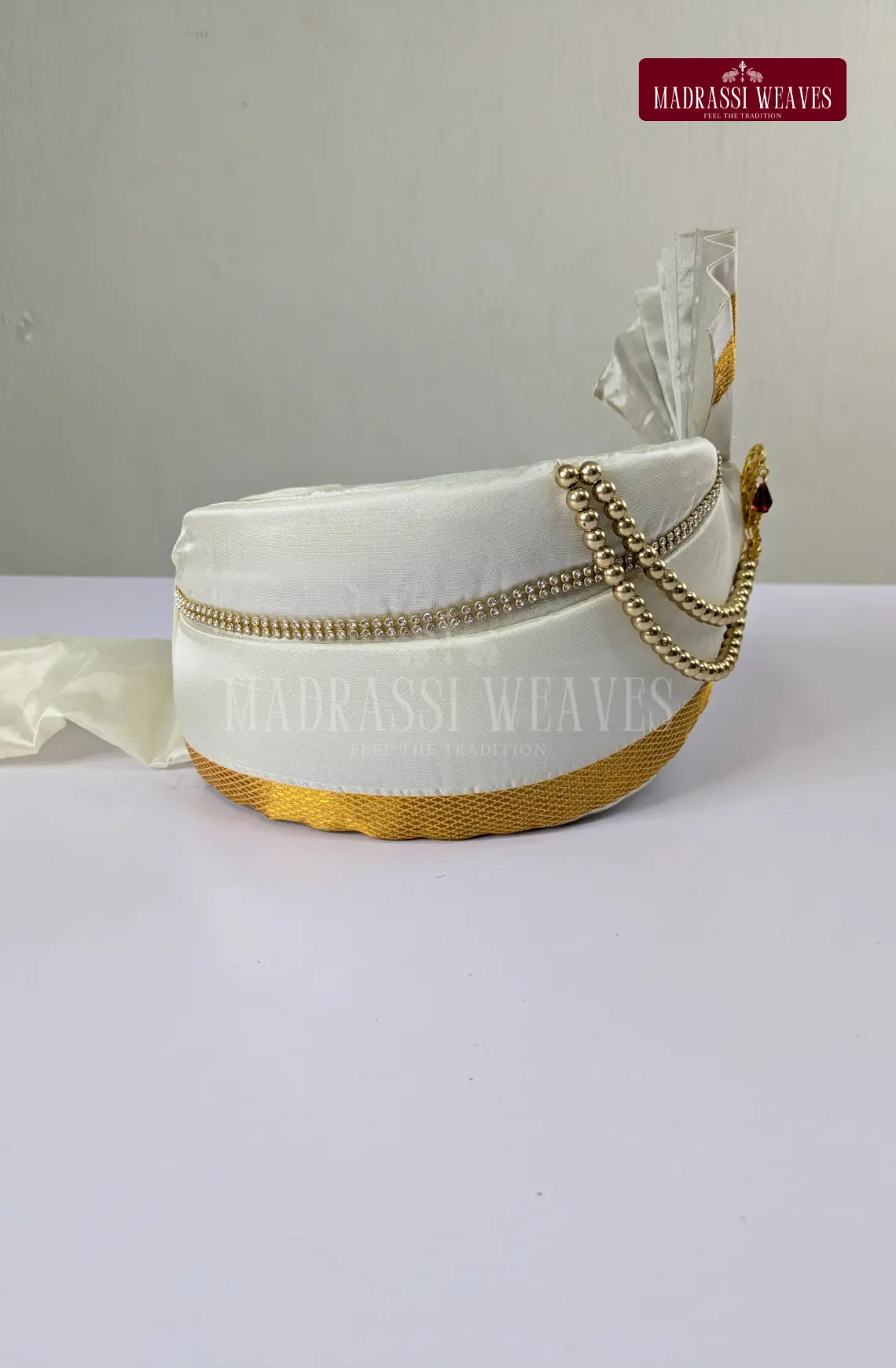 Premium Men's Wedding  Tissue Silk Dhoti Set - Gold 2