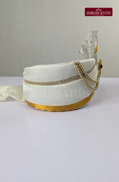 Premium Men's Wedding  Tissue Silk Dhoti Set - Gold 1