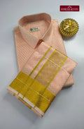 Luxury Embossed Dhoti Set Woven With Gold Zari - Peach