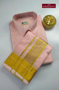 Luxury Embossed Dhoti Set Woven With Gold Zari - Pink