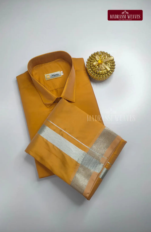 Kids Premium  Japan Art Silk Dhoti Set  - Gajal Gold