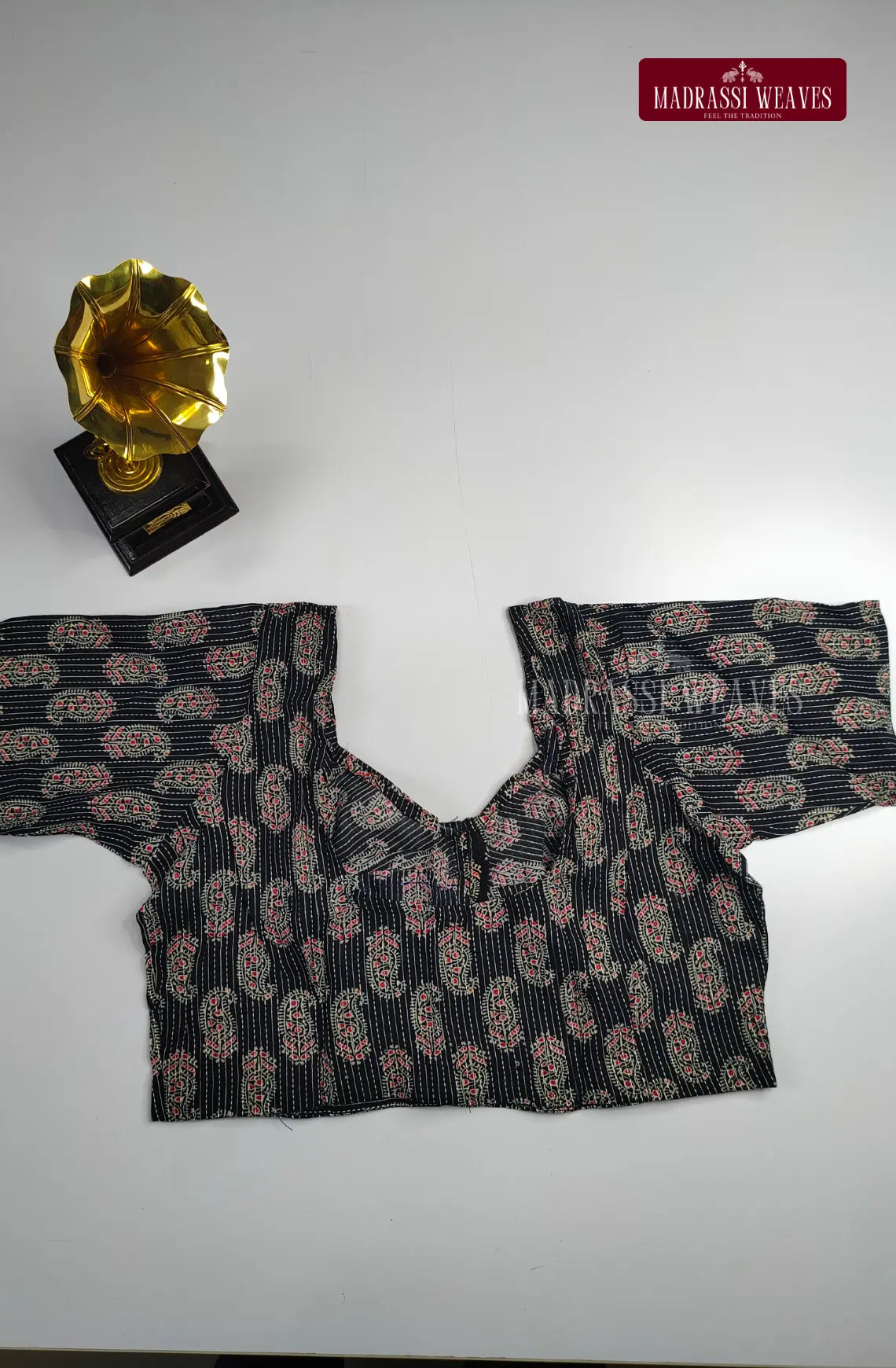 Mango Butta Printed Readymade Blouse - Black