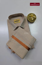 Men's Cotton Tissue Dhoti Set With Copper Zari