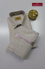 Men's Cotton Tissue Dhoti Set With Lavender Zari