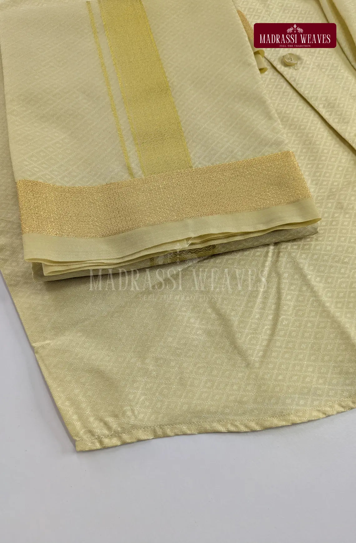 Premium Ethnic Embossed Men's Dhoti Set - Sandal