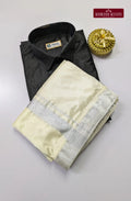 Premium Japan Silk Dhoti Set - Black & White
