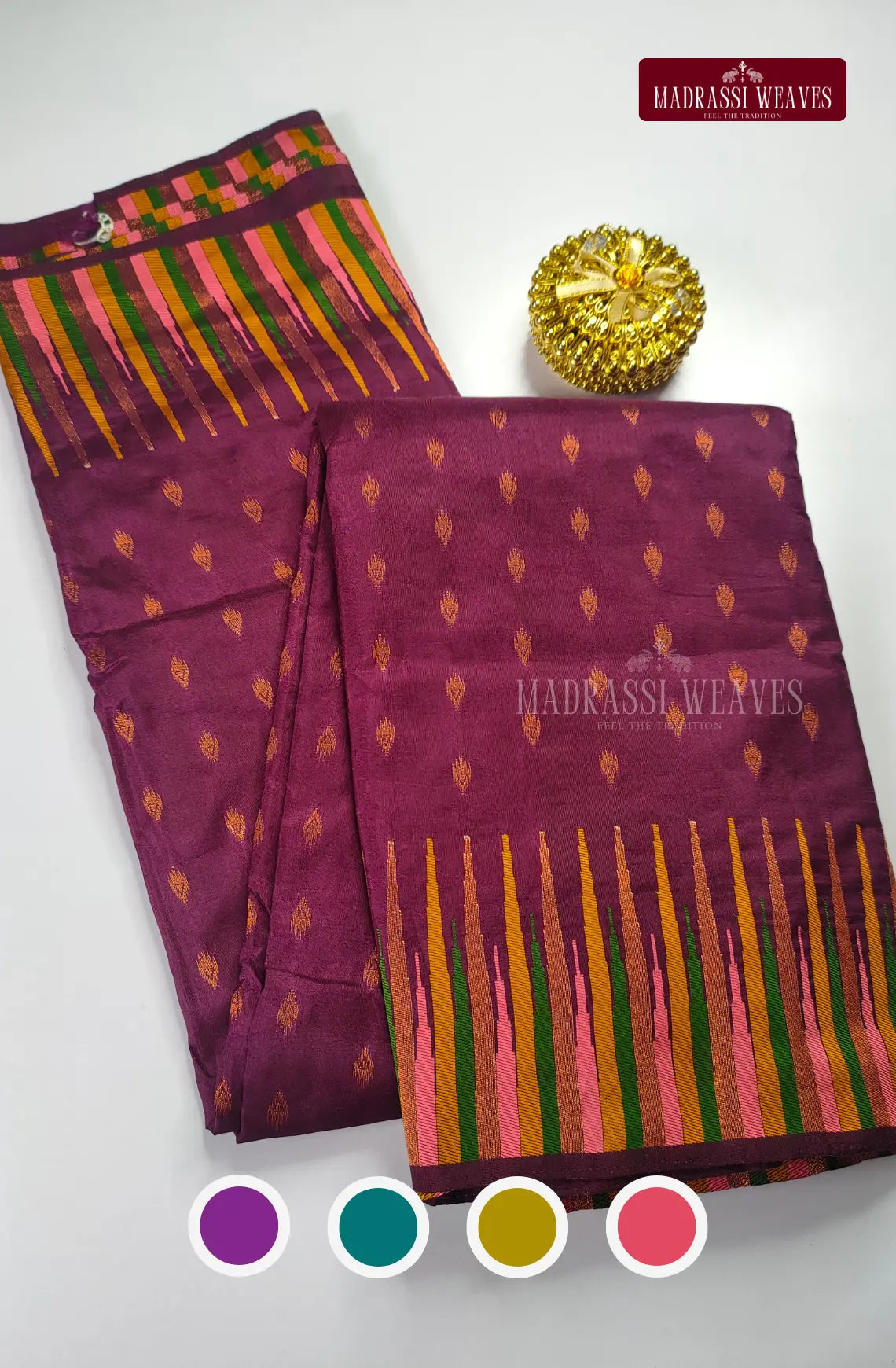 Mysore Silk Blend Meena Border Saree