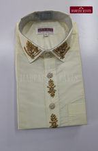 Luxury Aari Work Wedding Silk Dhoti Set (HandCrafted) -(DESPATCH TIME 15 DAYS) - Off White-10
