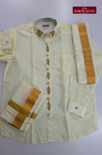 Luxury Aari Work Wedding Silk Dhoti Set (HandCrafted) -(DESPATCH TIME 15 DAYS) - Off White-10