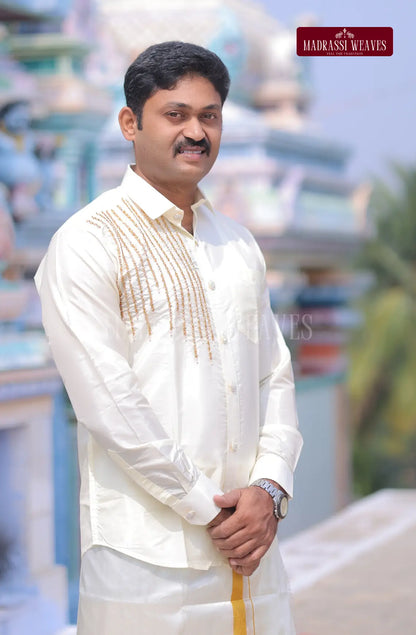 Aari Work Men's Shirt 1 (Hand Crafted) -(DESPATCH TIME 15 DAYS)