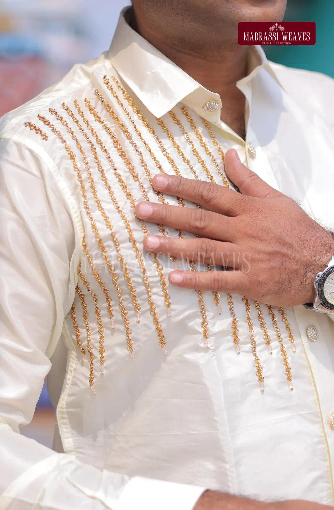 Aari Work Men's Shirt 1 (Hand Crafted) -(DESPATCH TIME 15 DAYS)