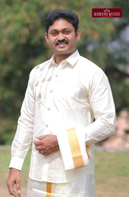 Aari Work Men's Shirt 2 (Hand Crafted) - (DESPATCH TIME 15 DAYS)