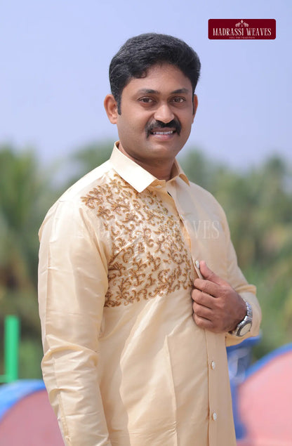 Aari Work Men's Shirt 3 (Hand Crafted) - (DESPATCH TIME 15 DAYS)