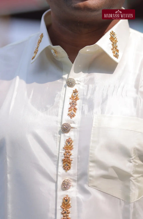 Aari Work Men's Shirt 5 (Hand Crafted) - (DESPATCH TIME 15 DAYS)