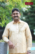 Aari Work Men's Shirt Only (Hand Crafted) - (DESPATCH TIME 15 DAYS) - Beige