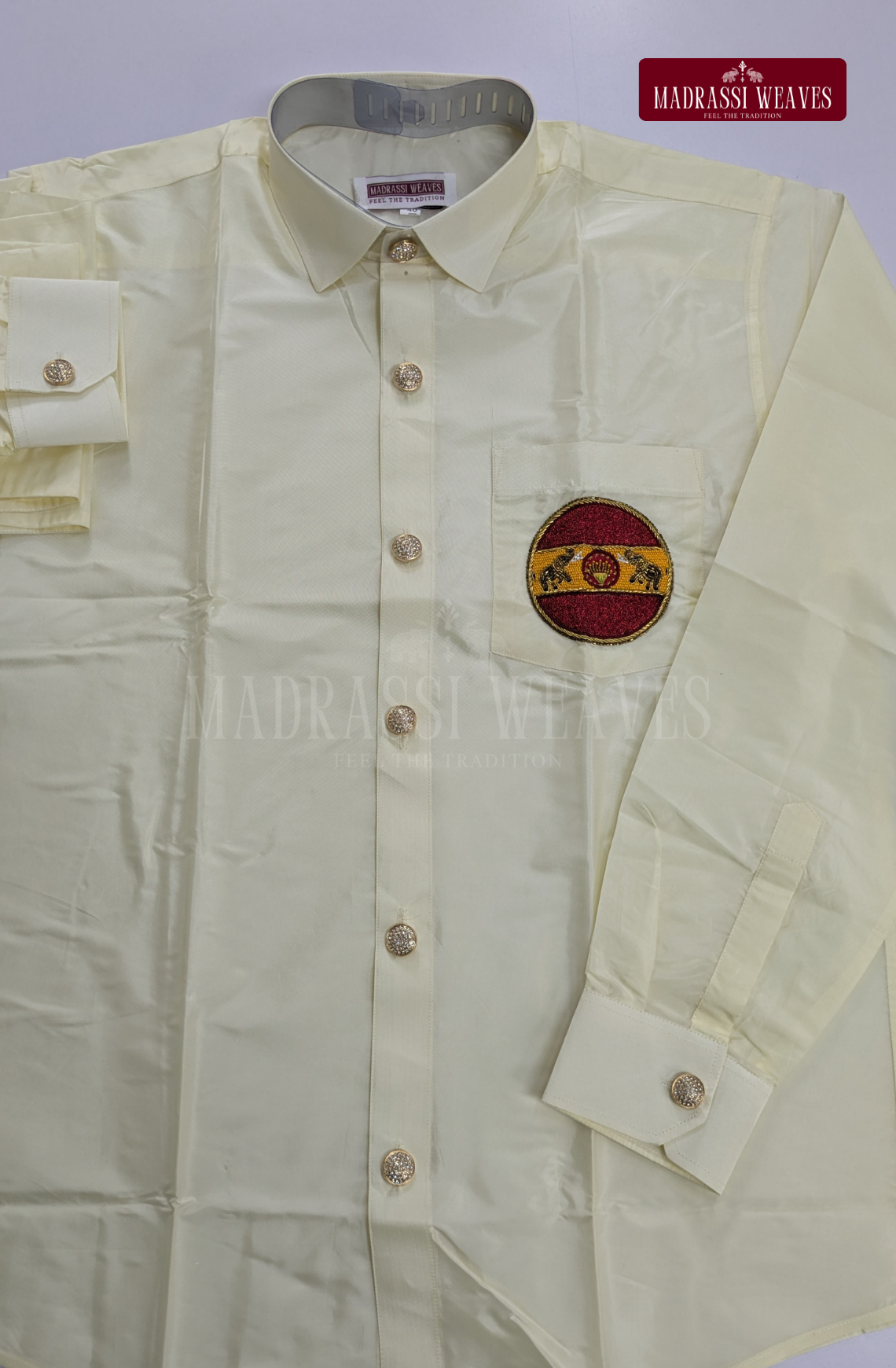 Aari Work Men's Shirt Only (Hand Crafted) - (DESPATCH TIME 15 DAYS) - Off White