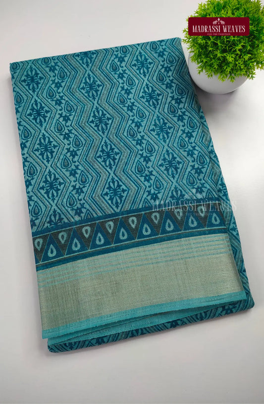 Office Wear Cotton Blend Saree - Blue