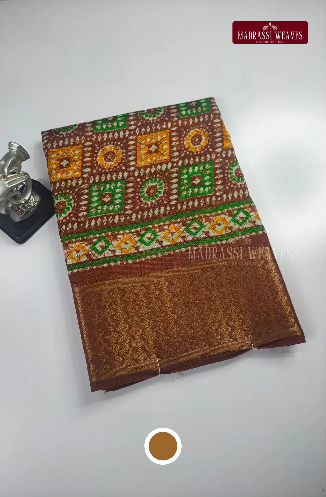 Office Wear Cotton Blend Saree - Brown