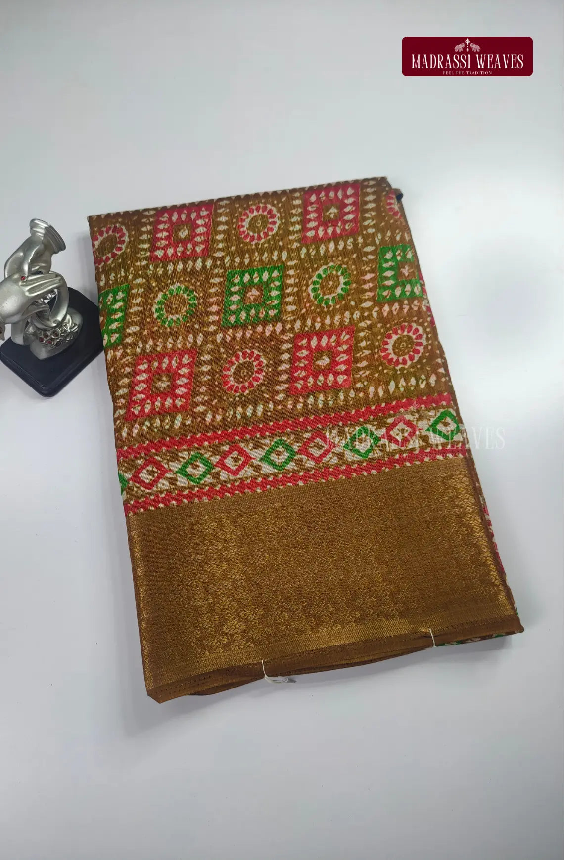 Office Wear Cotton Blend Saree - Brown