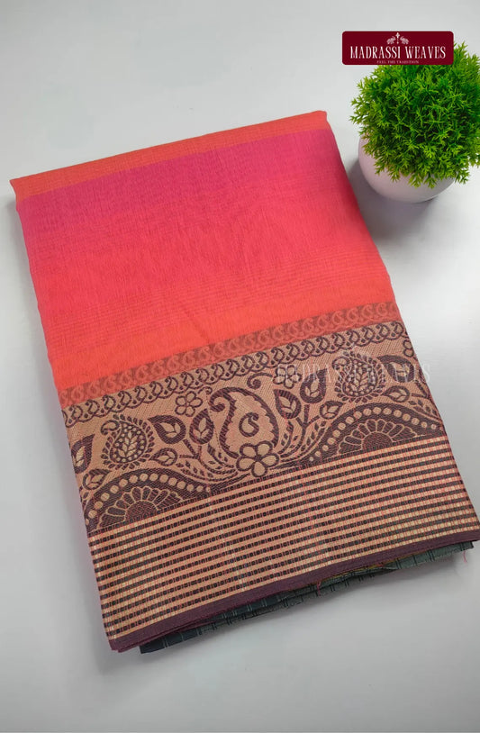 Office Wear Cotton Blend Saree - Dual Tone Pink